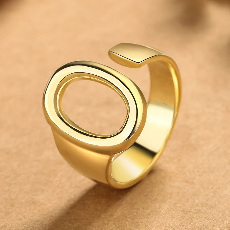 26 English Letters 925 Silver Ring Joint Fashion Personality Retro Index Finger Ring Opening 18K Gold Ring