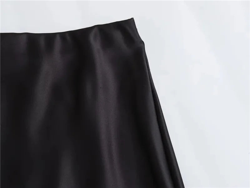 MUJER Woman 2025 Satin Skirt Women High Waist Long Skirts For Women Summer Black Midi Skirt Woman Office Elegant Women's Skirts