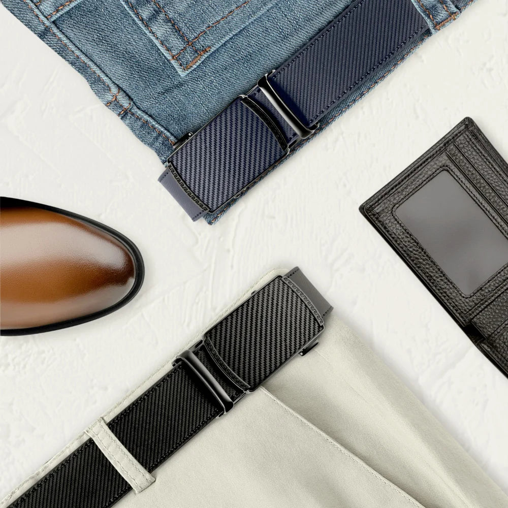 Men Belts Leather Waist Strap Male Automatic Buckle Waistband Mens High Quality Girdle Belts for Women Men Gifts 105 115  125cm