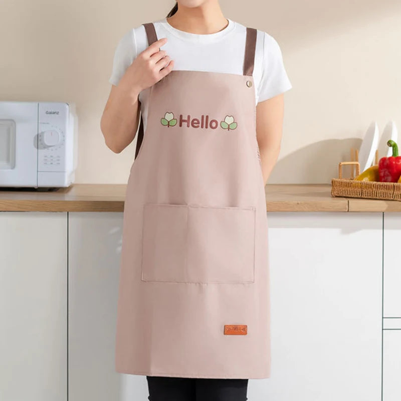 Kitchen Apron Waterproof Oilproof Convenient Pocket Chef Cooking Apron Men Women Barista Manicurist Work Aprons Waiter Uniform