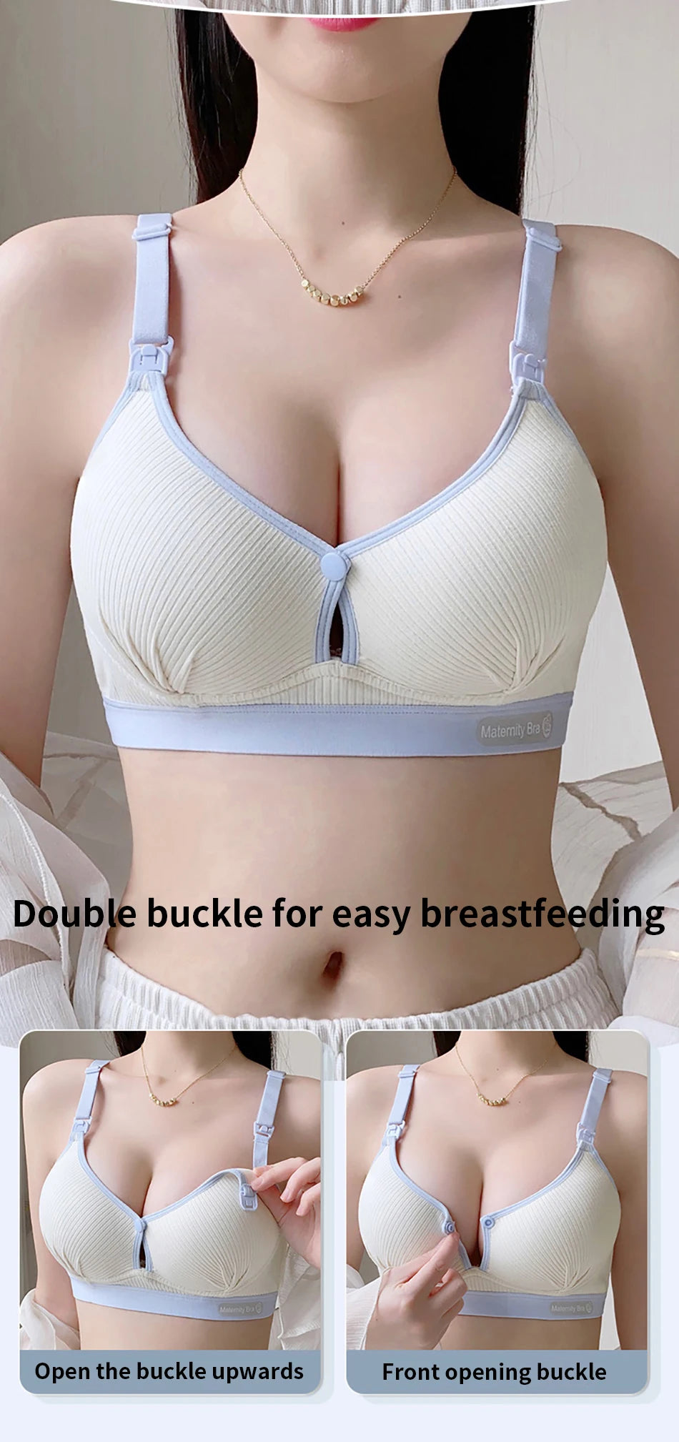 Maternity Nursing Bra No Underwire Front Open Gathered Support Cups Bralette Soft Comfort for Pregnant Women Underwear Clothing