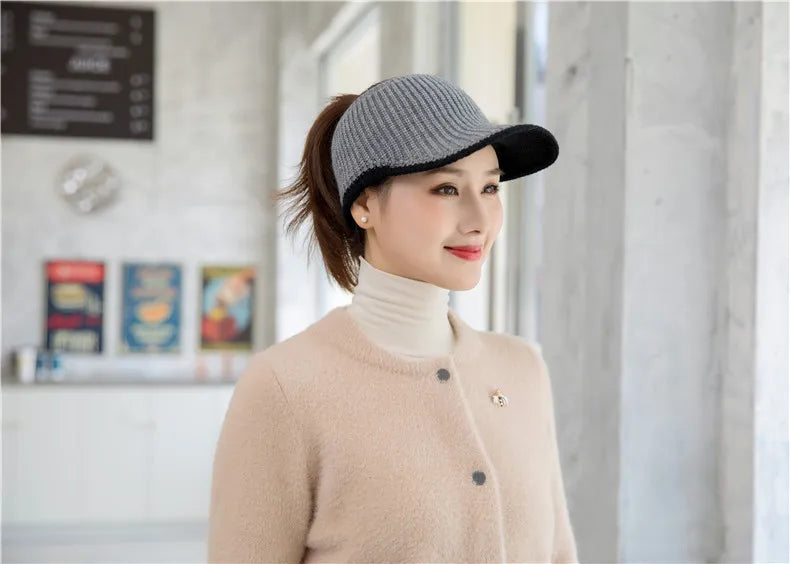 Hats For Women Autumn Winter Sports Empty Top Caps Female Knitted Warm Baseball Cap Fashion Running Golf Sun Hat