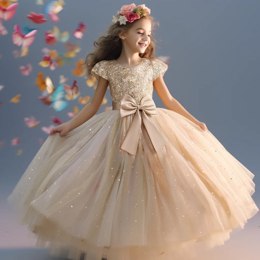 Elegant Teens Girls Dress Lace Princess Pageant Birthday Party First Communion Gowns Bridesmaid Flower Girl Dresses For Wedding