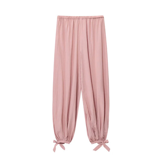 Women's Trousers New for Fall 2025 Pink Loose Pleated Decorative Trousers Casual Fashion Cute and Casual Personality Versatile