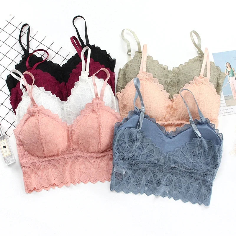 Women's Bra Set Sexy Beauty Back Tops Lace Push-up Bras and Panty Sets Wire Free Lingerie Solid Padded Intimates Underwear