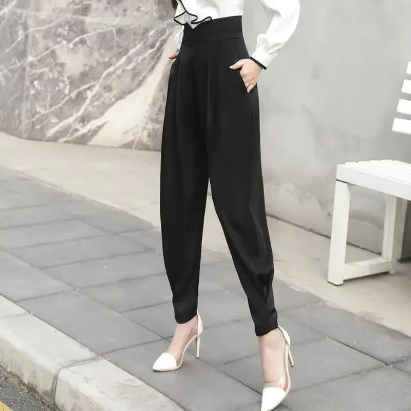 Trousers for Woman Pencil Solid Clothing Black Women's Pants High Waist Y2k Streetwear Autumn Cotton Elastic G Classic Quality
