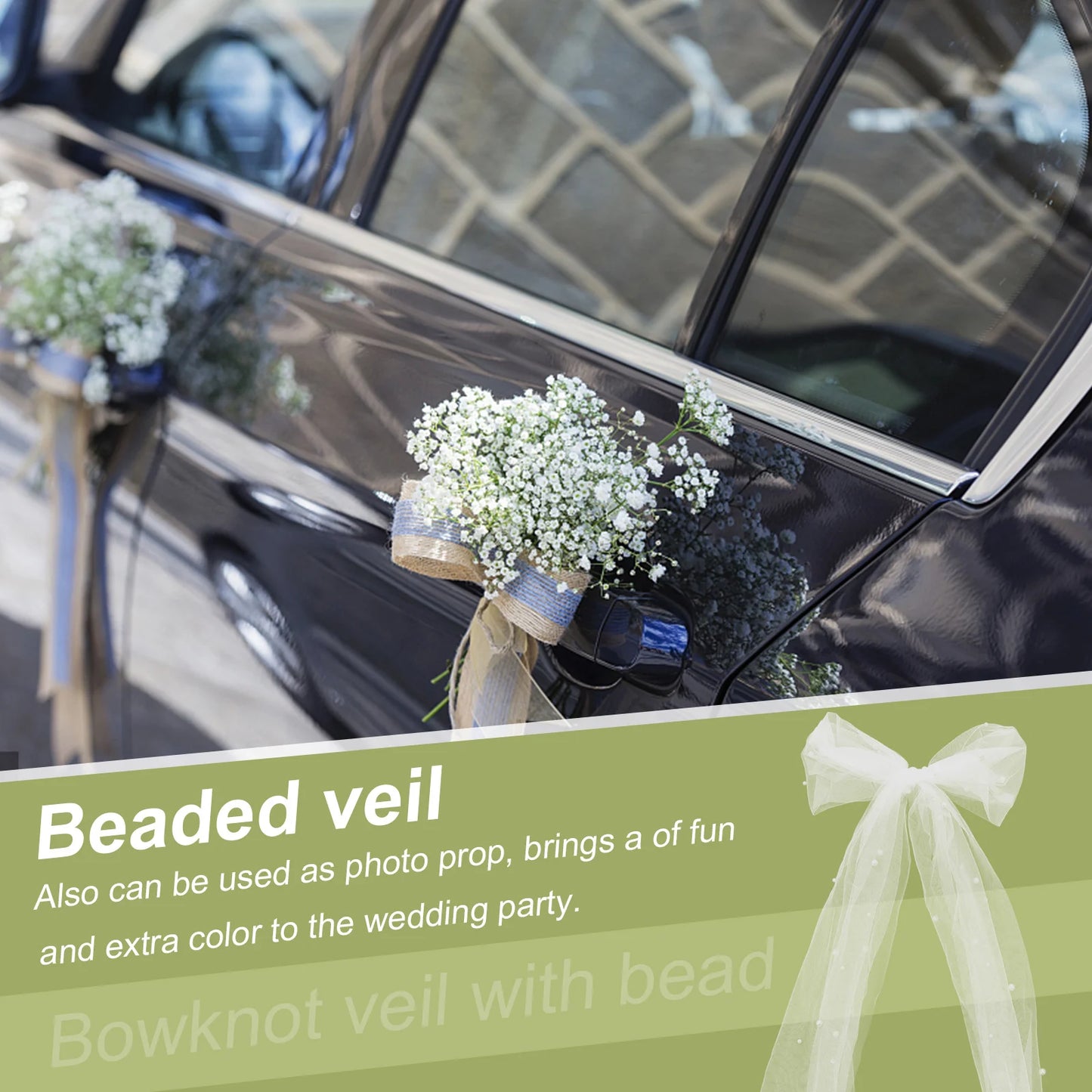 Bridal Bowknot White Beaded Veil Hair Clip Simple Elegant Wedding Accessories Bridal Veil Decor Bride Hairpiece