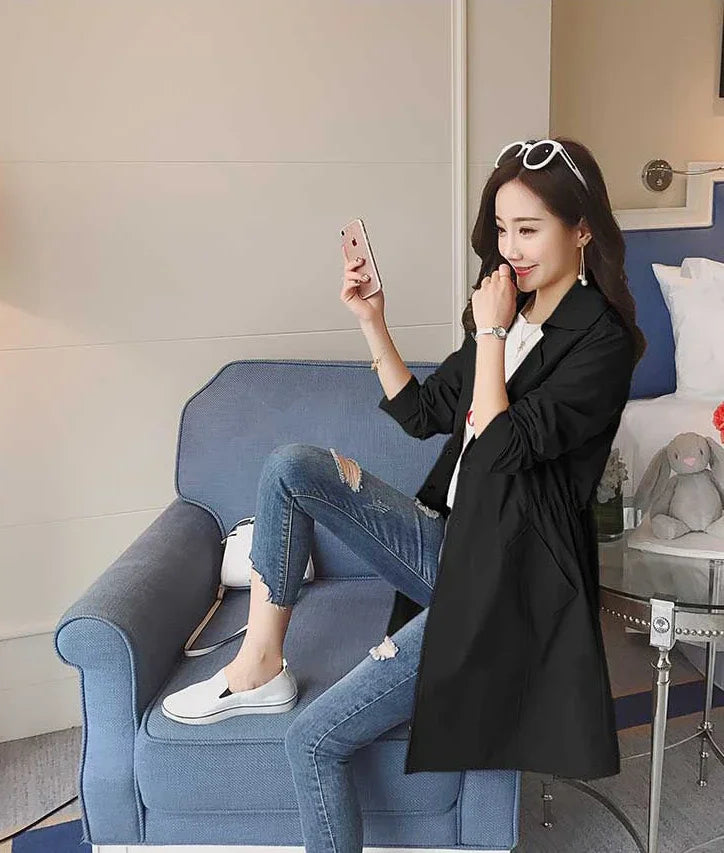Blouson Female Coat Middle Length Women's Windbreaker Jackets Pretty Casual New in Outerwears Harajuku Great Fashion 2025 Offer