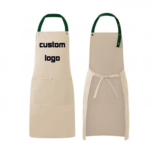 Kitchen Apron Custom Logo Polyester Plain Mandiles for Man Women Restaurant Bar Waiters Chefs Cleaning Bibs Nail Salon Aprons