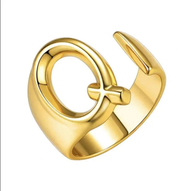 26 English Letter Ring Opening Adjustable Female Personality Internet Celebrity Ring Fashion Jewelry Couple Mother's Day Gift