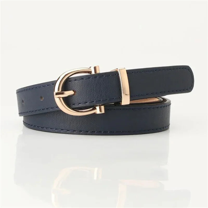 Women Belts New PU Leather Simple Metal Buckle Belt Girls Dress Jean Pants Waistband Belts for Lady Luxury Designer Brand