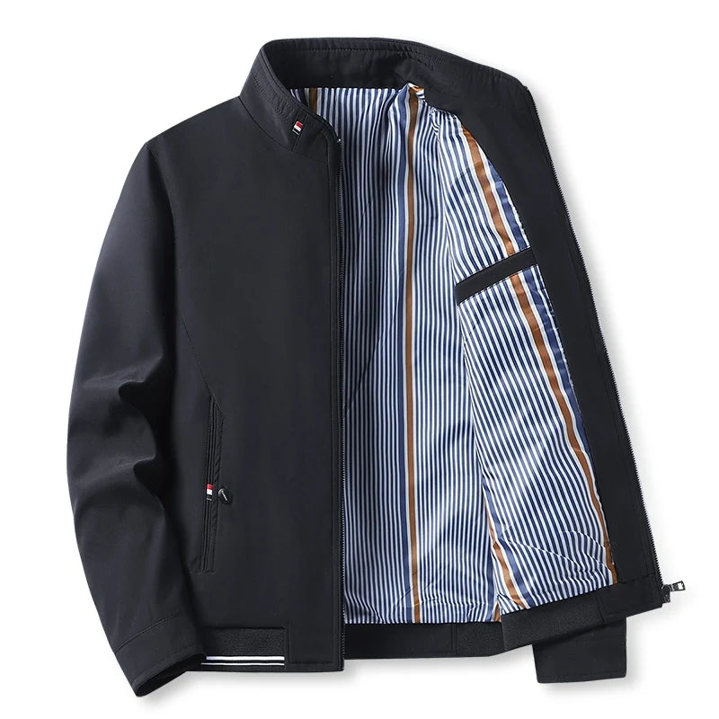 Blazer Jacket Men Casual Jacket Spring Autumn Workwear Stand Collar Zip Up Coats Men Lightweight Business Style Outerwear