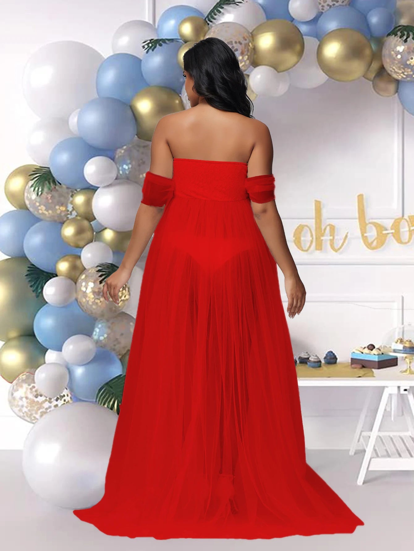 Pregnancy Dresses Maternity Photo Shoot Maxi Gown Off Shouder Lace Mesh Women Clothing for Baby Shower Photography Props