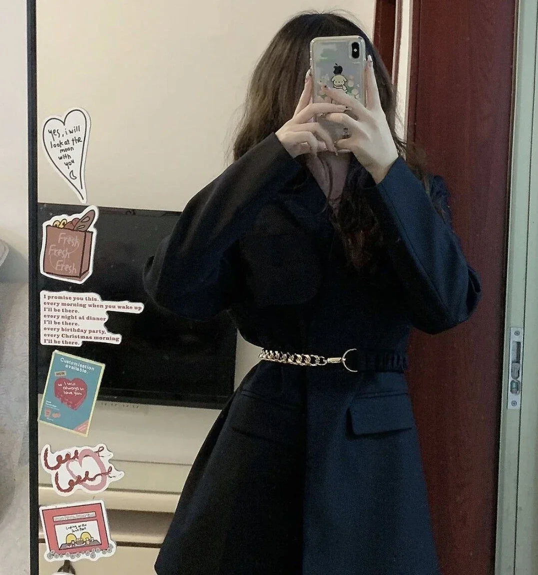 Blazer Woman Jacket Black Over Long Outerwears Dress Coats For Women Clothes Slim Modern Bags On Offer With Premium New In