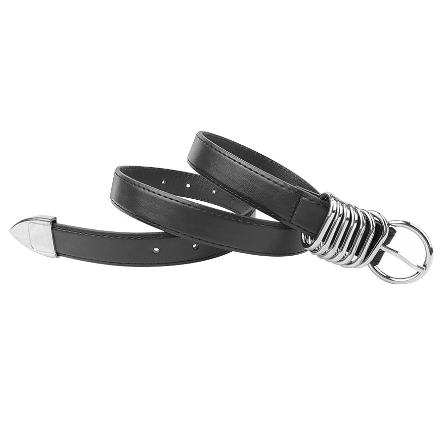 Belt for women niche design high sense of everything embellished with jeans with wire loop pin buckle belt black