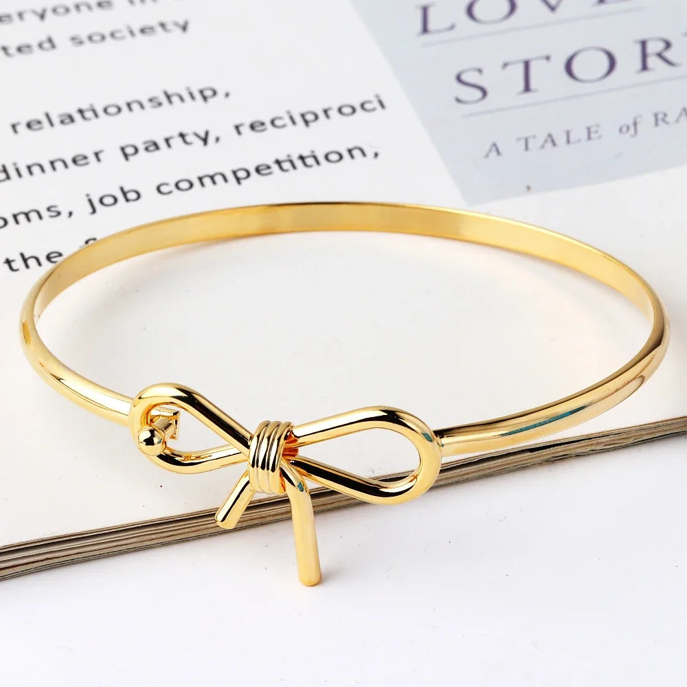 Good Quality Cuff Bangles for Women 18K Gold Plated Jewelry Tie The Knot Love Bracelets for Bridesmaid Best Friend Gifts