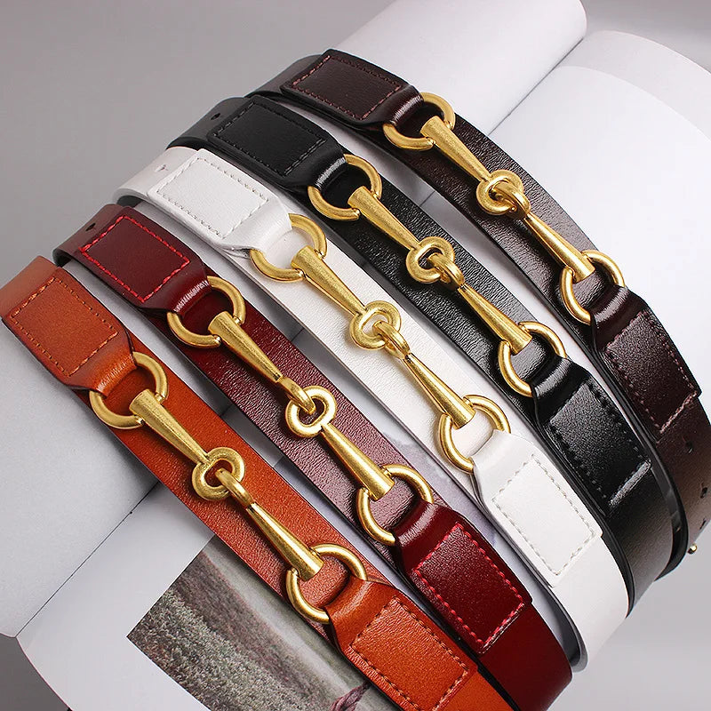 Women's Belt New Simple Belts For Women Saddle Buckle Decoration Cowhide Belt Female
