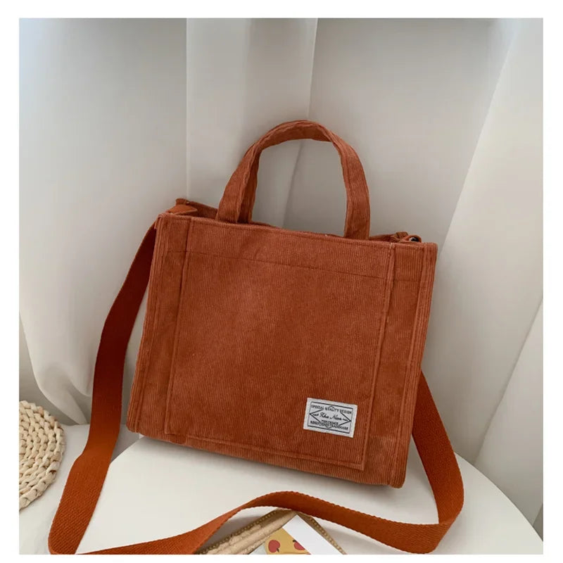Women Handbag Simple Corduroy Portable Large Capacity HandBag Ins Fashion Trend Small Square Handbag Single Shoulder Bags