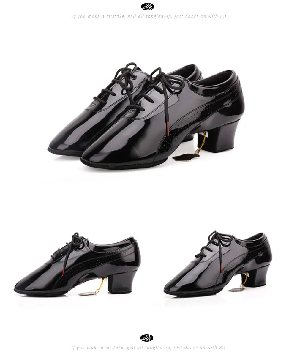 BD Dance Men Latin Dance Shoes 424 Split Outsole Soft Leather Professional Dancesport Shoe Elastic Heel Ballroom Dancing Shoes