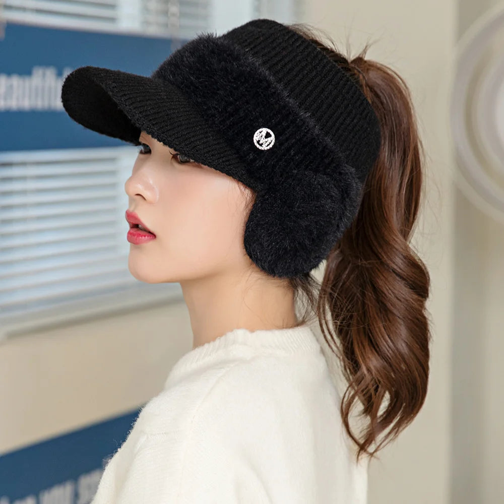 New Women Winter Hat  Fashion Streetwear Decorate Beanie Hat For Women Casual Knitted Warm Cap