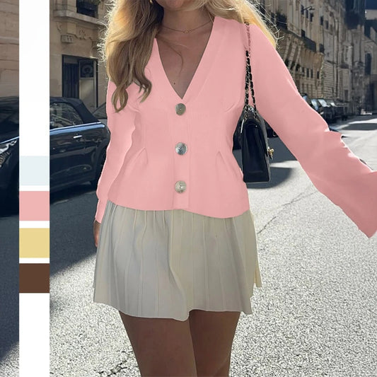 Knitted Sweater Coat Women 2025 Autumn Winter Long Sleeve V-neck Loose Knit Jacket Cardigan New Casual Loose Sweaters Female