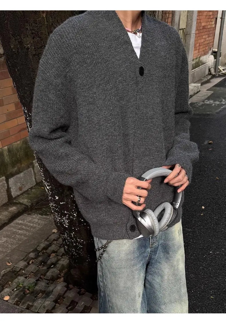 Sweater and Sweater Jacket Men's Autumn Cardigan Solid Color Versatile Relaxed Lazy and High-end Top Couple's Jacket