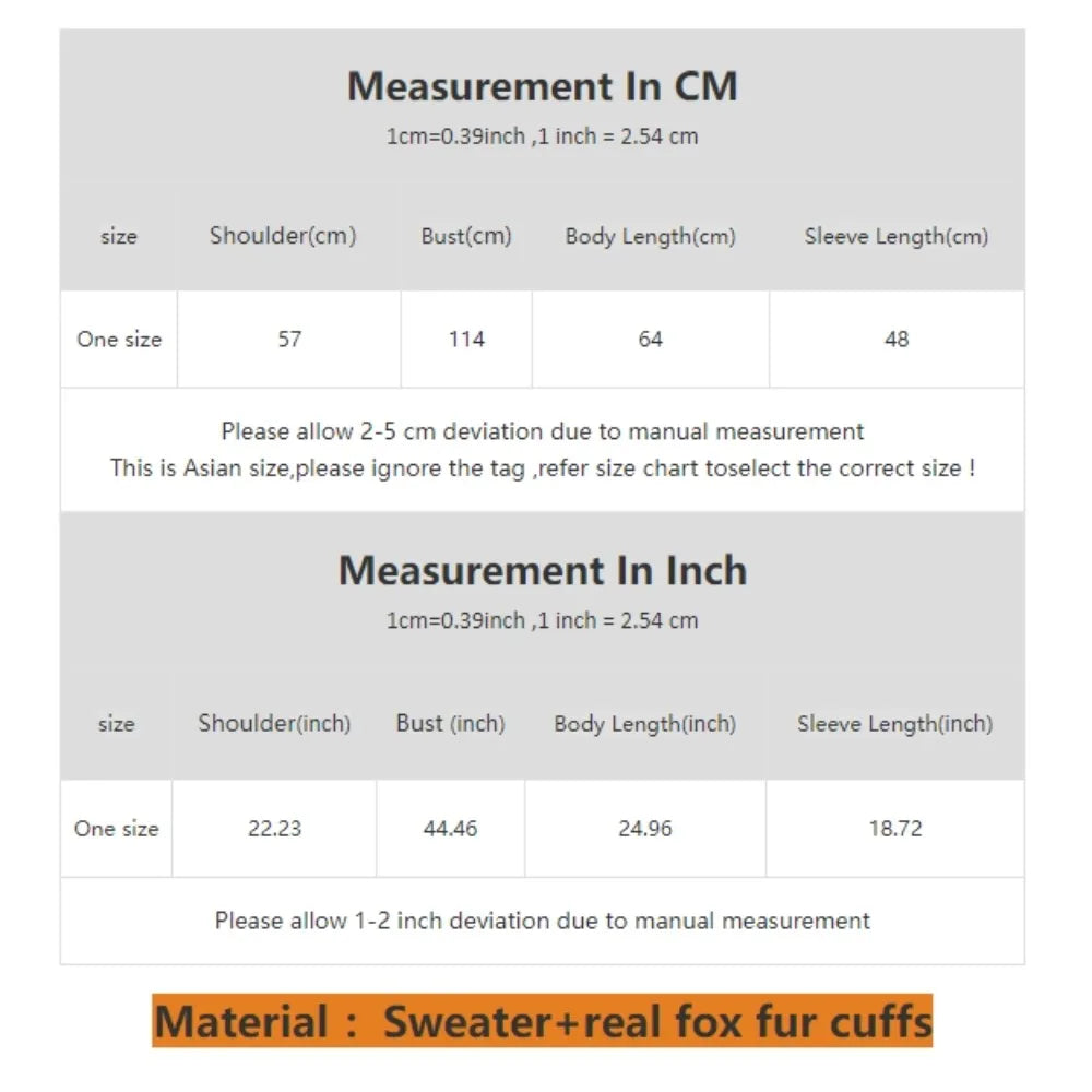 Sweater Women 2024 Autumn Winter Fashionable Sweaters with Real Fox Fur Sleeves Slim Fit Sweaters Fur Knitwear England Style