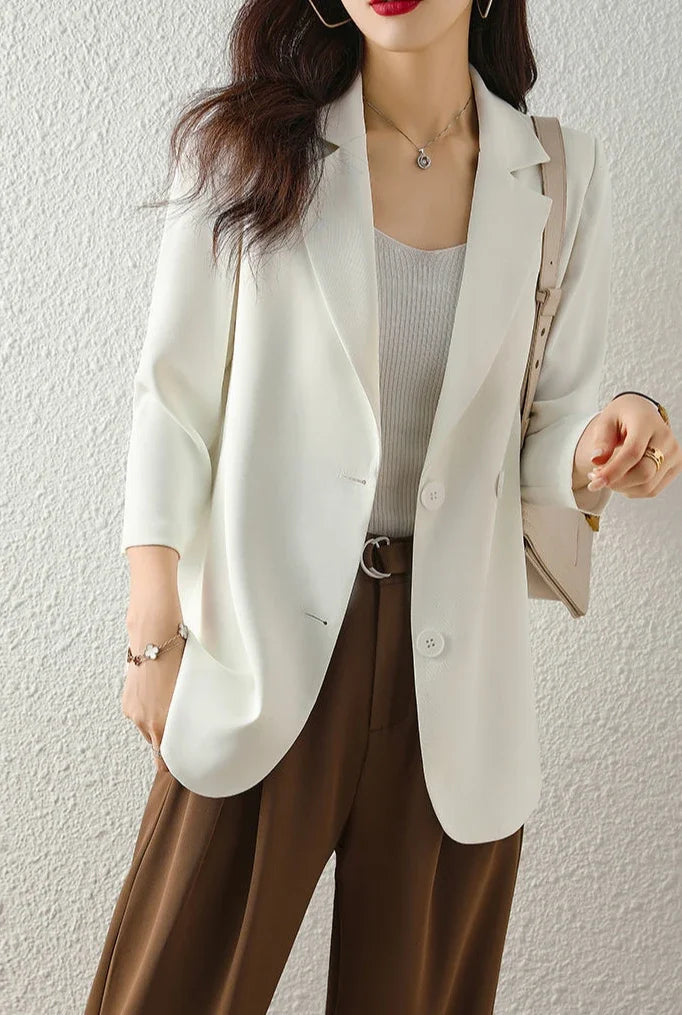Blazer Woman Spring Autumn Thin Jacket Solid Outdoor Korean Style Coats for Women Tailoring High Quality Trend 2025 Outerwears