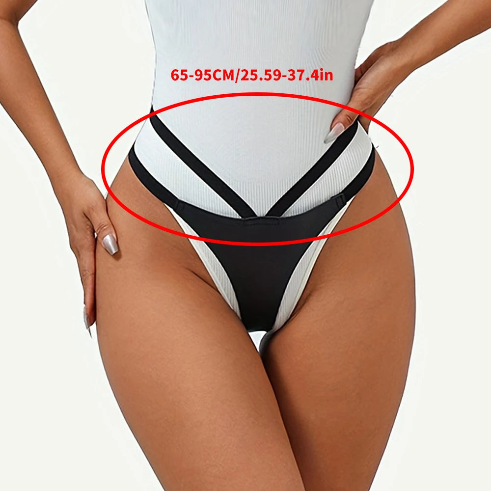Women's sexy black PU panties, exquisite and high-end style