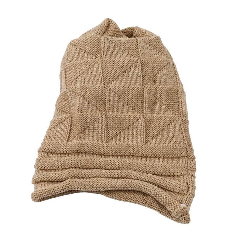 Knitted Hat Women's Autumn And Winter Head Cap Fashion Solid Color Outdoor Windproof Keep Warm Thicken Knitted Hats