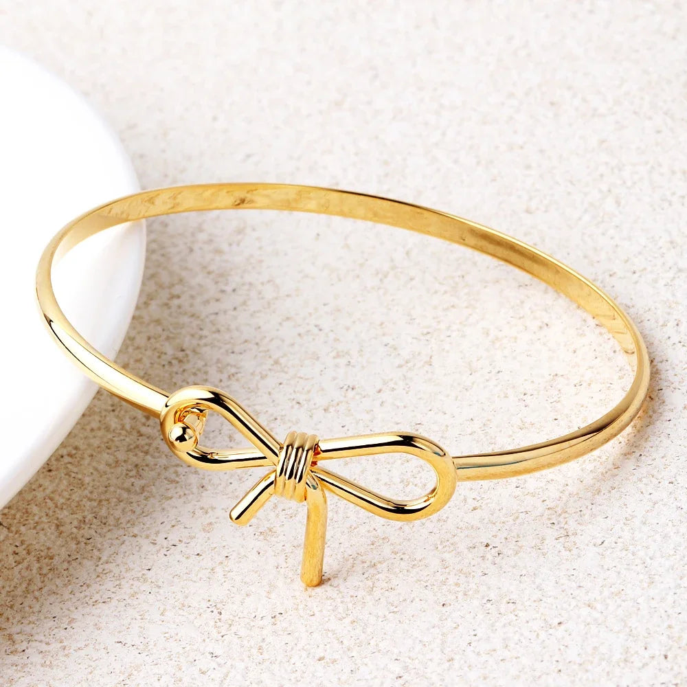 Good Quality Cuff Bangles for Women 18K Gold Plated Jewelry Tie The Knot Love Bracelets for Bridesmaid Best Friend Gifts