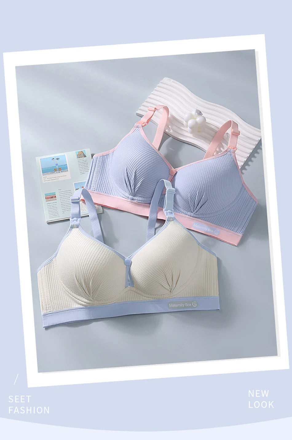Maternity Nursing Bra No Underwire Front Open Gathered Support Cups Bralette Soft Comfort for Pregnant Women Underwear Clothing