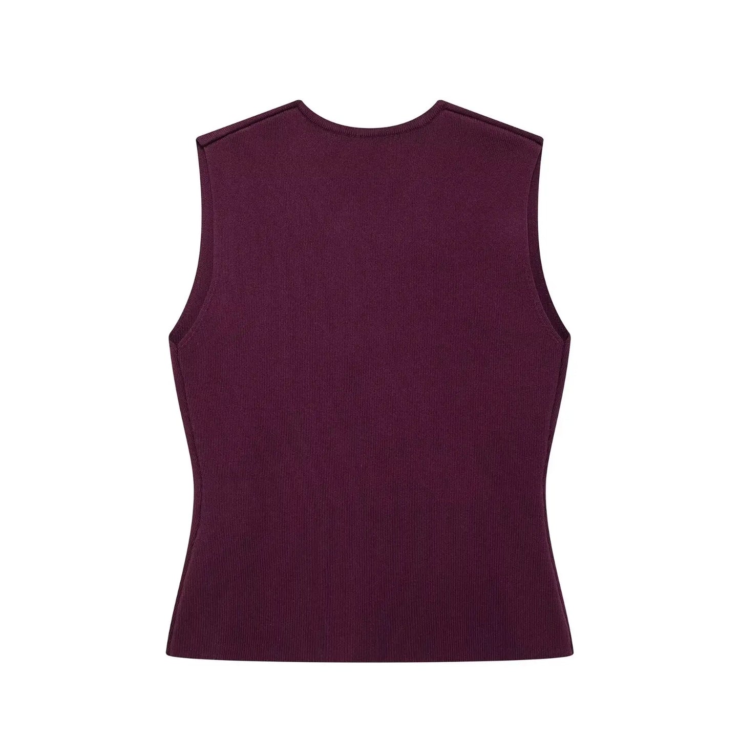 HH 2025 Women Skirt Set Wine Red Knitted V-Neck Sleeveless Slim Vest +Solid High Waist Zipper Patchwork Long Skirt Street