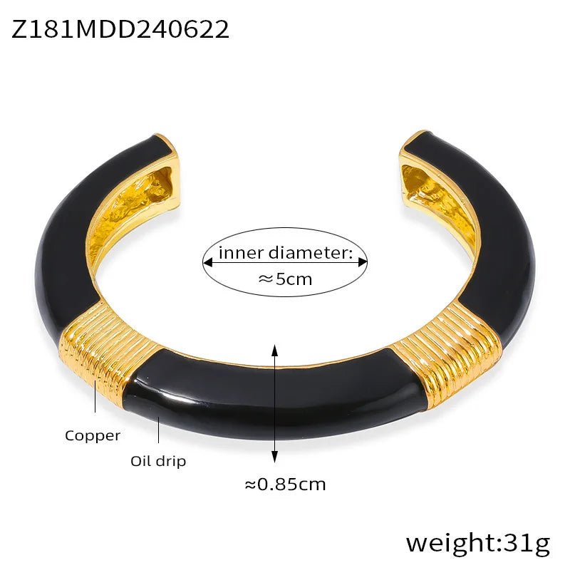 Vintage Enamel Bracelet Bangles For Women 18K Gold Plated Waterproof Women's Hand Bracelets Cuff Bangle Fashion Ladies Jewelry