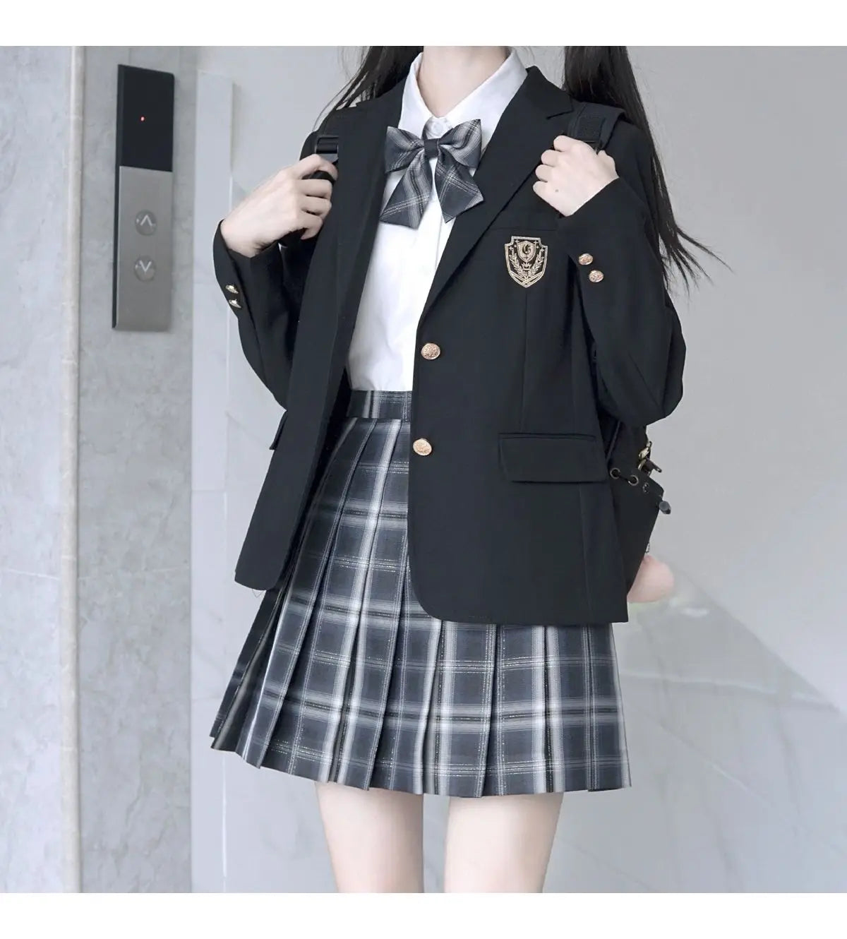 Blazer for Women Notched Collar Single Breasted Black Blazers Outwear JK College Student Uniform Autumn Loose Streetwear Chic