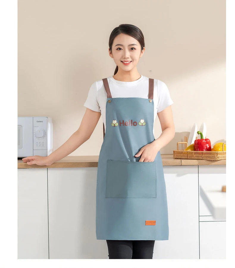 Kitchen Apron Waterproof Oilproof Convenient Pocket Chef Cooking Apron Men Women Barista Manicurist Work Aprons Waiter Uniform