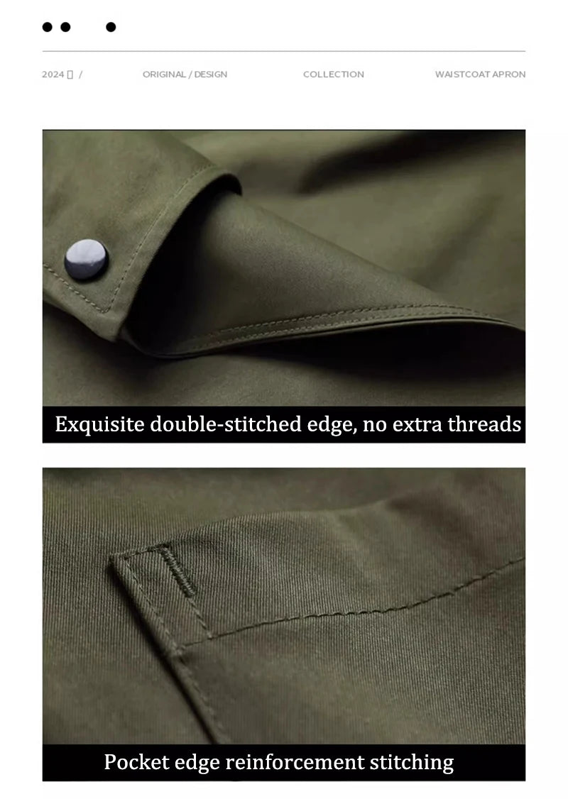 Kitchen Catering Cafe Work Waterproof Apron with Pockets Stain-resistant Detachable Men Women Hairdressing Barista Apron Vest