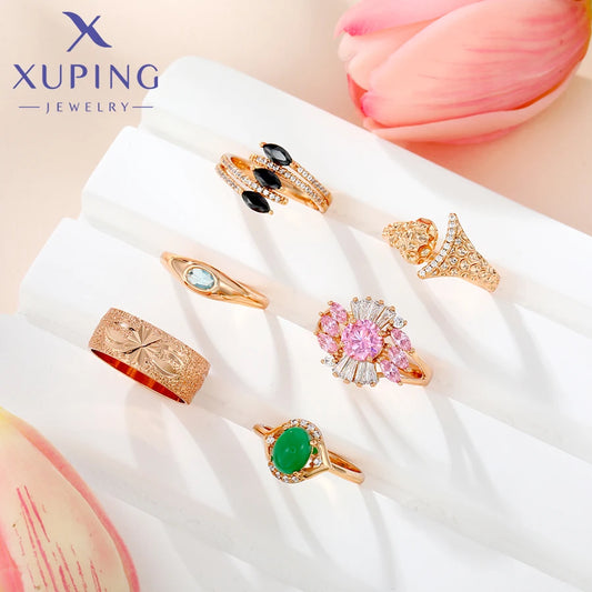 Xuping Jewelry Fashion Charm Mixed Rings Group Popular Rings for Women Gold Plated Party WeddingGift