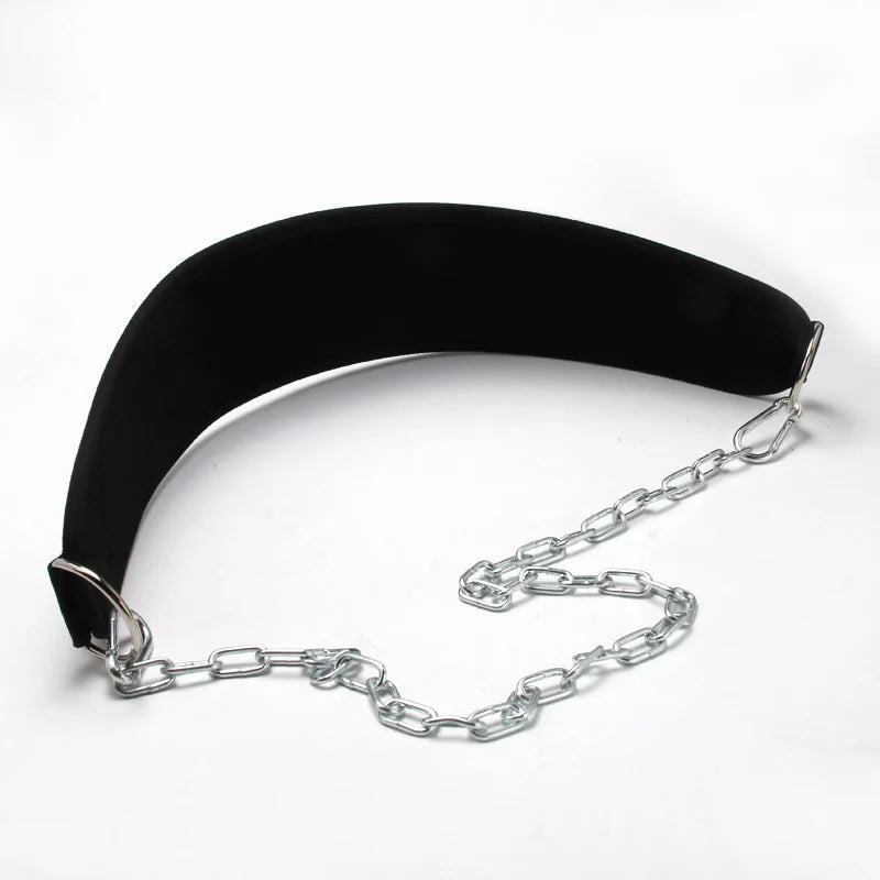 Pull-up Belt Weighted Dip Belt with Chain Double D-Ring Weightlifting Back Support Strap Home Gym Equipment Waist Belt