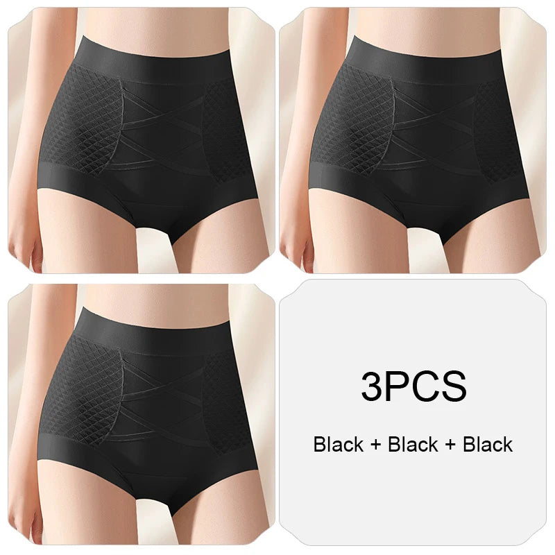 Fashion Belly Reducing Panties for Woman Women Micro Underwear Woman Ice Silk Women's Lingerie High Waist Panties Set Pack Sexy