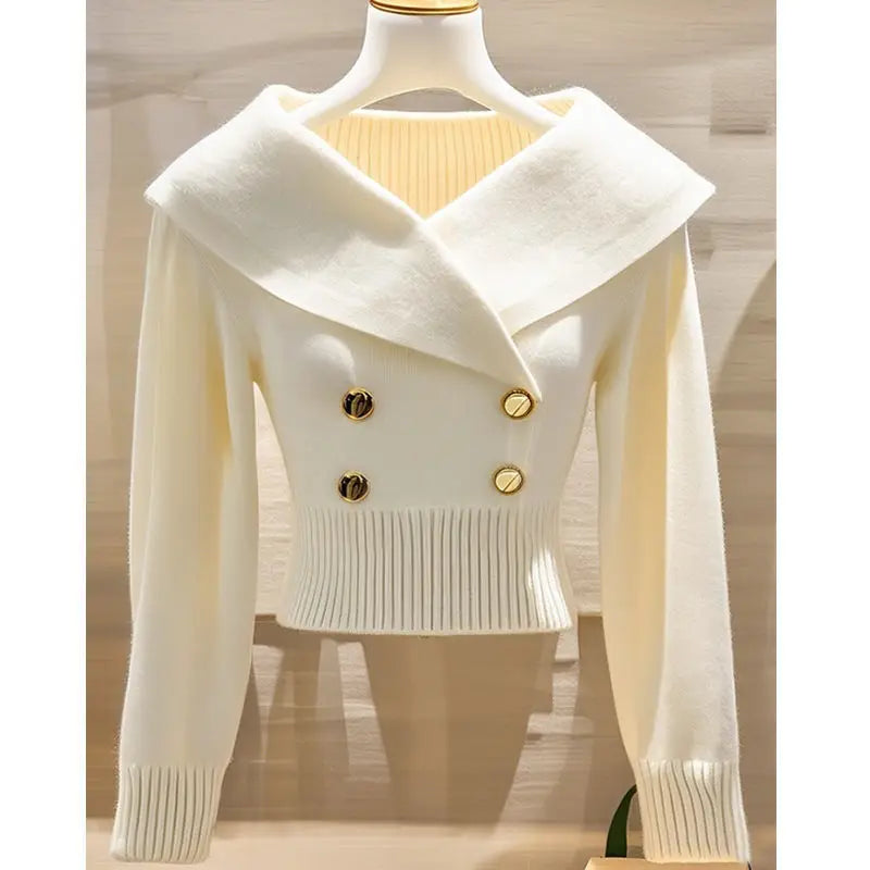 Sweater Women's 2025 New Fashion Autumn Long-Sleeved Temperament Casual Knitwear Female Pullovers Sweater