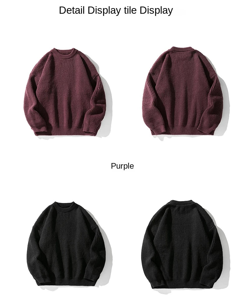 2023 Autumn Winter New Sweater Women's Men's  Green Knitted pullover Basic Solid Color Loose Black White Sweater Coats Warm Tops