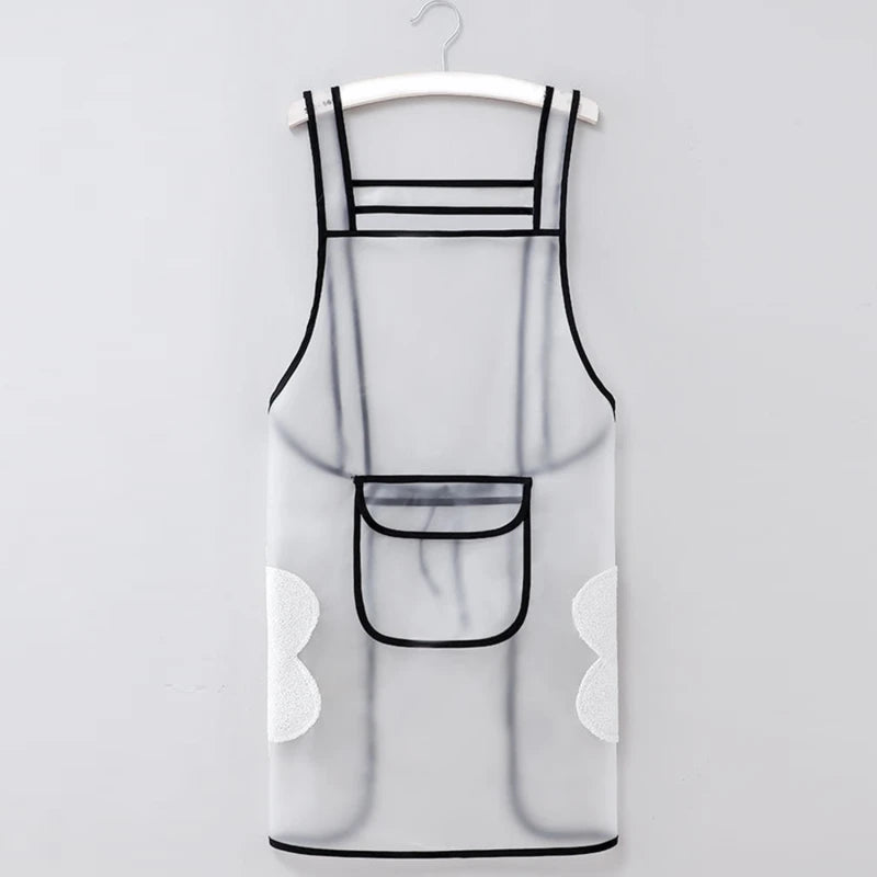 Kitchen Waterproof Apron Transparent Ladies Men Home Aprons Wipeable Oil Resistant Baking Accessories BBQ Restaurant Cafe Aprons