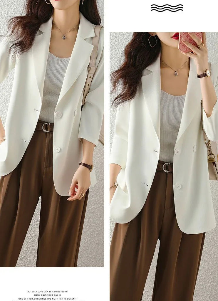 Blazer Woman Spring Autumn Thin Jacket Solid Outdoor Korean Style Coats for Women Tailoring High Quality Trend 2025 Outerwears