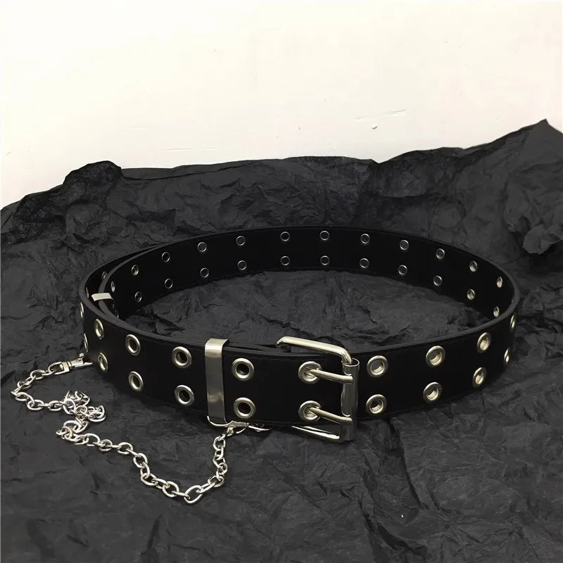 Fashion Alloy Women Belts Chain Luxury for Genuine Leather New Style Pin Buckle Jeans Decorative Ladies Retro Decorative Punk