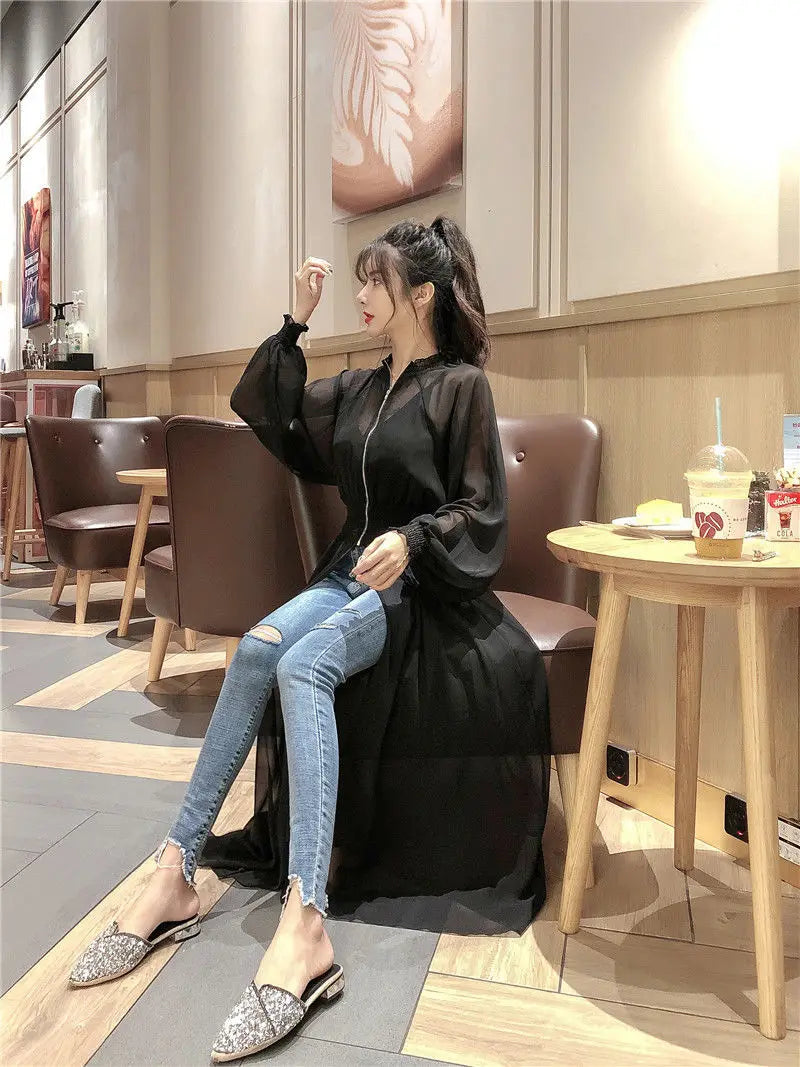 Long Jackets Women Summer Thin Sun-proof Korean Fashion Ins Sheer Breathable Casual New Solid Clothing Female Harajuku All-match
