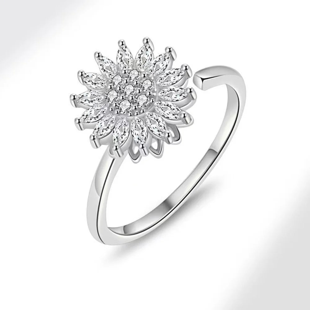 AAA Zircon Simple Geometric Ring Elegant Women's Daily Work Opening Adjustable Rings for Women Bridal Engagement Jewelry Gift