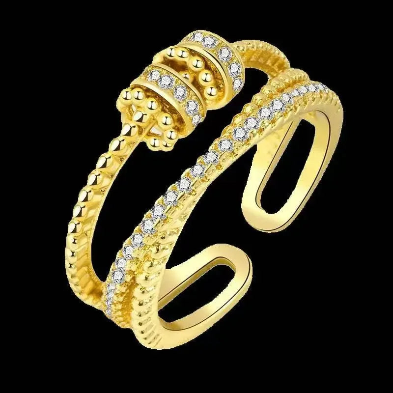 AAA Zircon Simple Geometric Ring Elegant Women's Daily Work Opening Adjustable Rings for Women Bridal Engagement Jewelry Gift