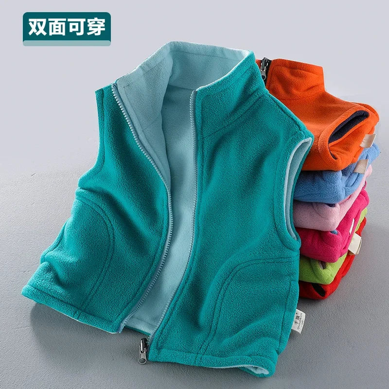 Teenager Outerwear Waistcoats Sleeveless Jackets Children's Vest for Boy Girl Polar Fleece Baby Kids Vest Warm Winter 2-12Y