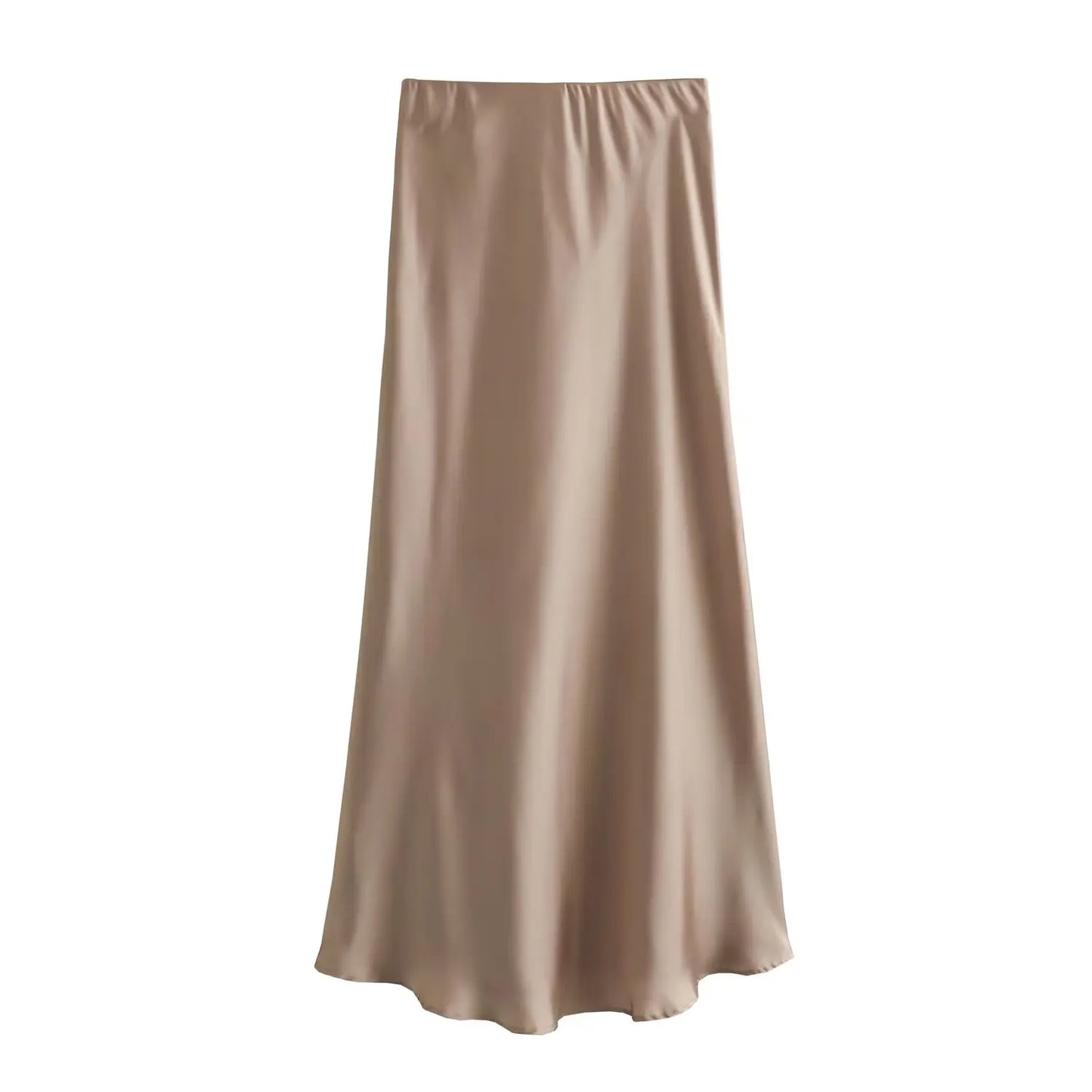 HH Skirts For Women 2024 Summer Solid Satin Sheath Long Skirt Female Show Curve Beach Outfits For Woman Mermaid Skirts